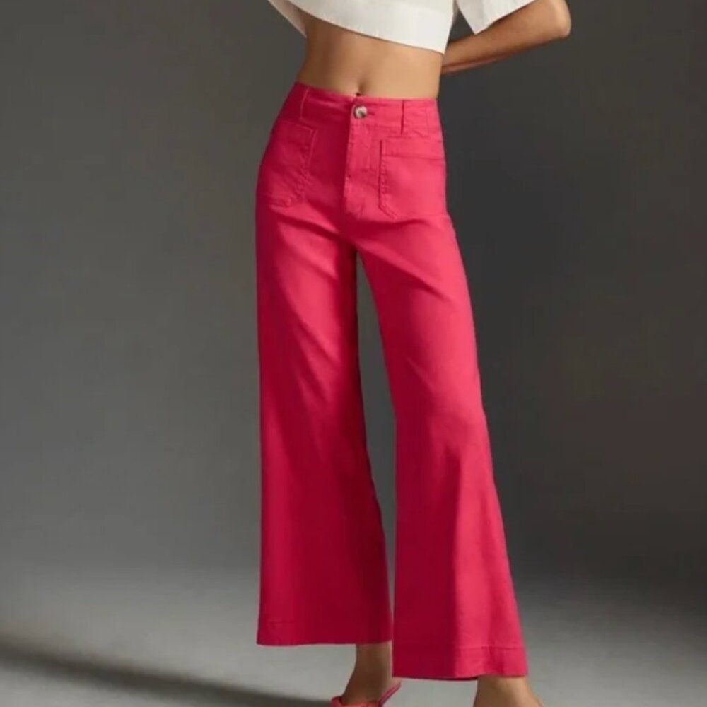The Colette Cropped Wide-Leg Pants by Maeve: Linen Edition, Size 31 NWT